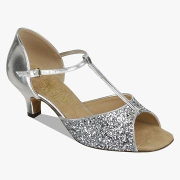 Style 1529 Silver Sparkle Cuban Heel