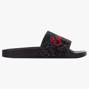 Style 7789 Black Glitter Slides