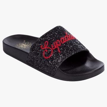 Style 7089 Black Glitter Slides